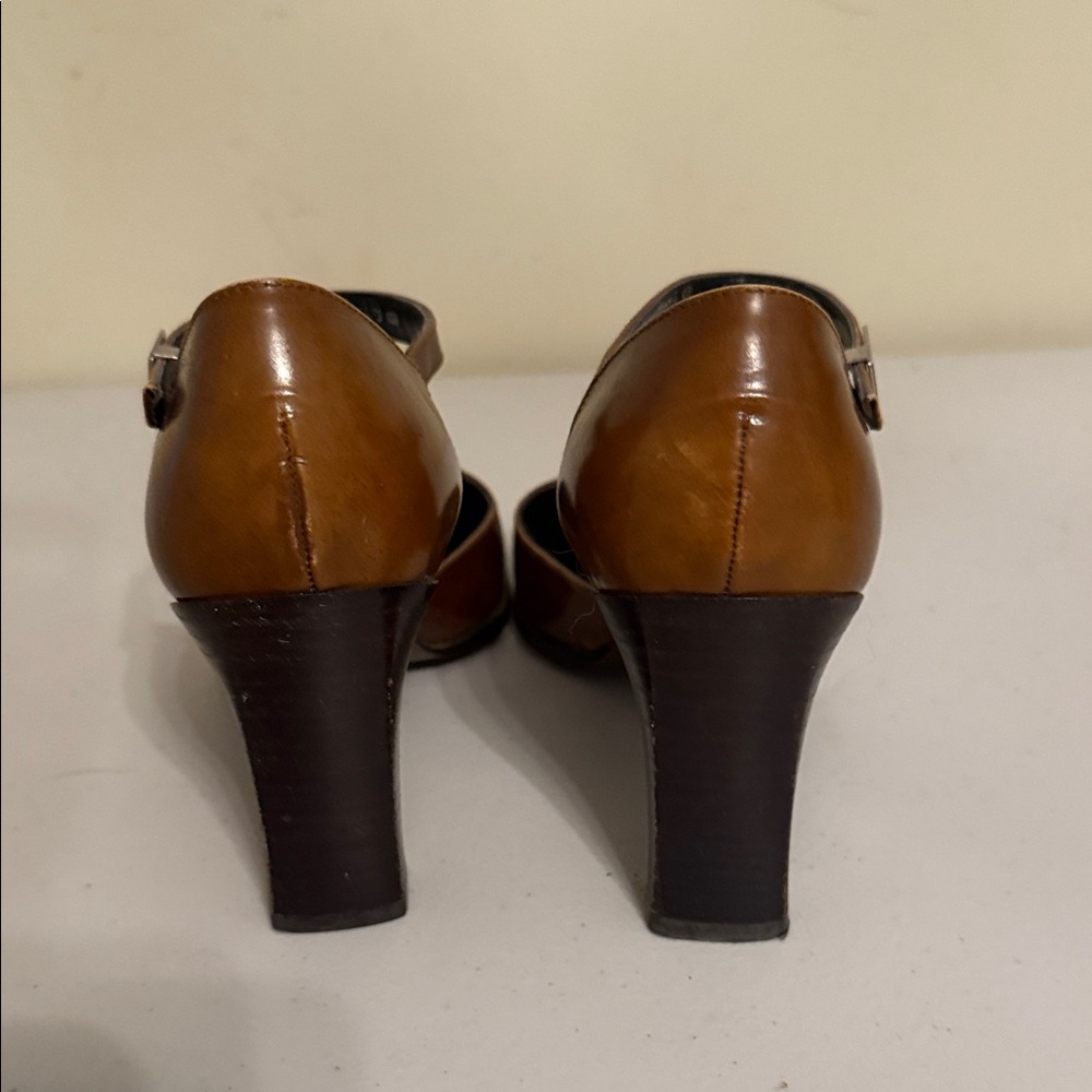 Lauren Ralph Lauren Brown Leather Mary Jane Heels - Picture 6 of 13